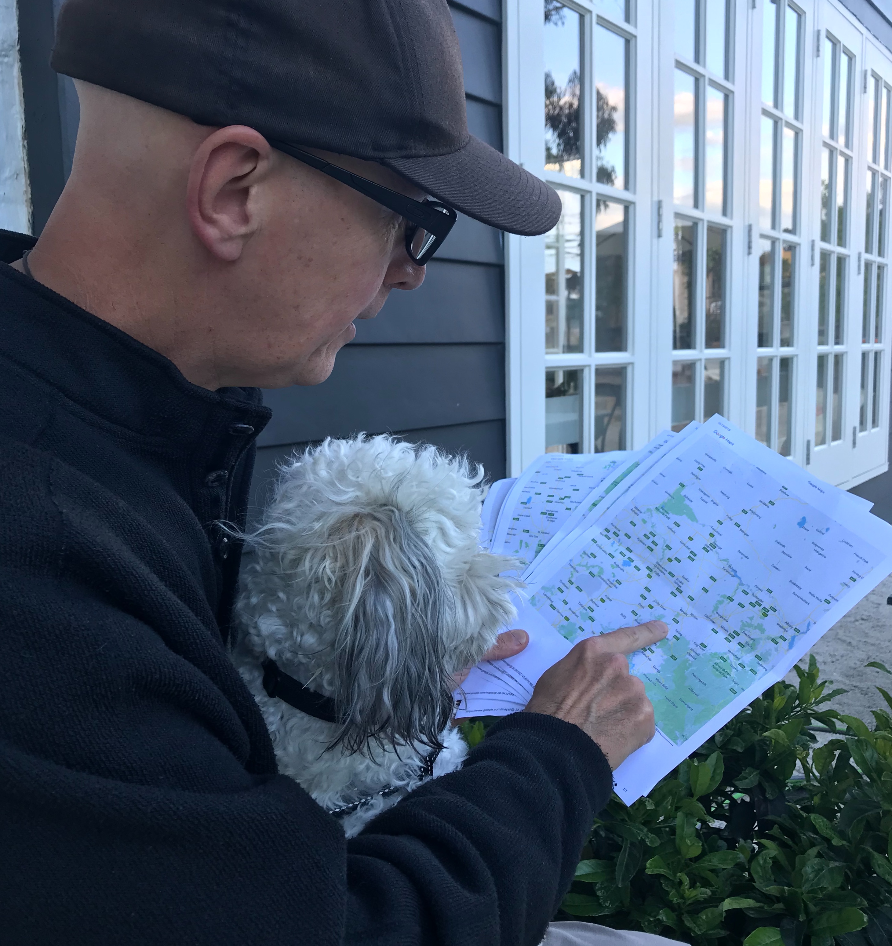 Juno and I consult an actual map. 